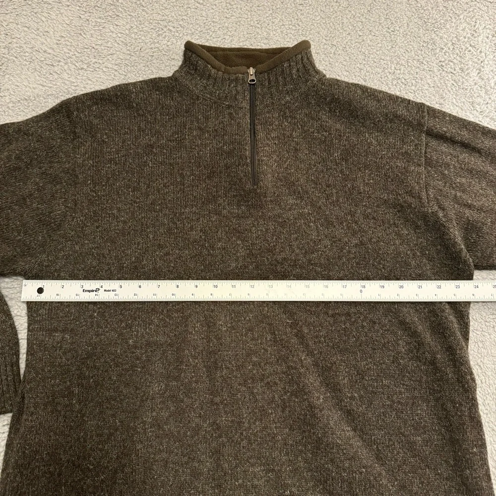 Woolrich Wool Sweater Mens Xl Dark Loden Heather Gray 1/4 Zip Pullover Laine - Picture 5 of 12